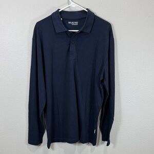 Selected Homme Dark Blue Long Sleeve Polo Shirt